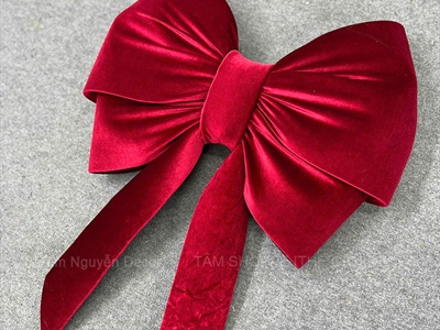 [Order 3 - 4 ngày] Nơ đỏ vải nhung xịn 4 cánh tiểu thơ cỡ lớn [Đứng form - Nhiều cỡ] PK-NO-11